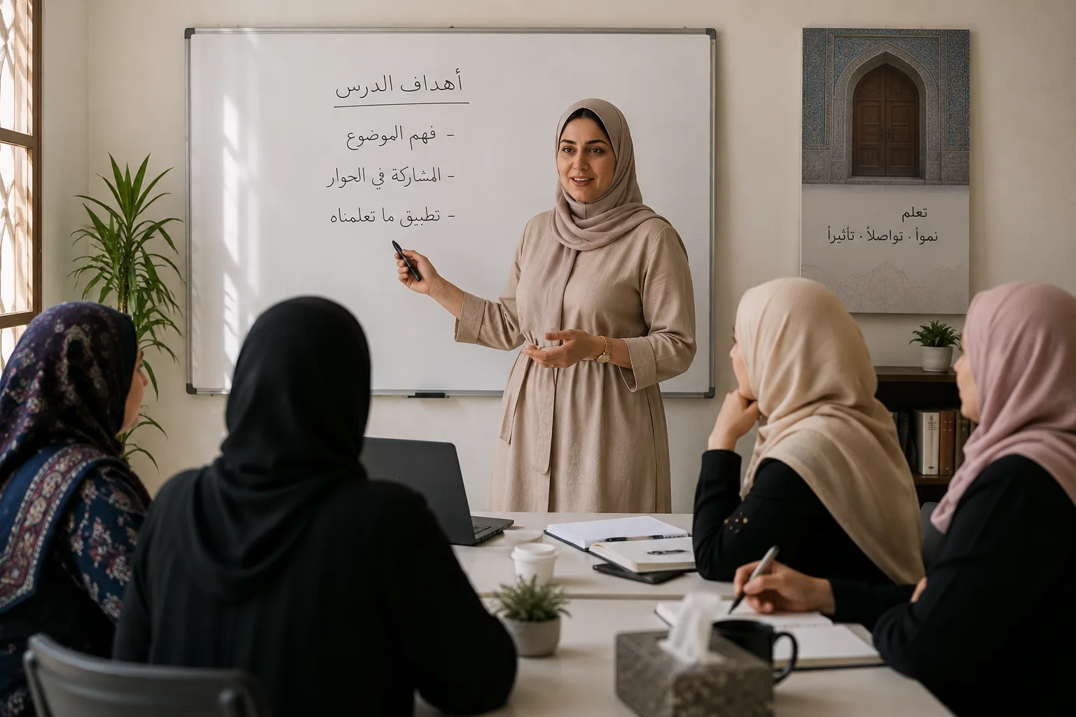 Instructor leading a classroom discussion at a whiteboard in one of the academies