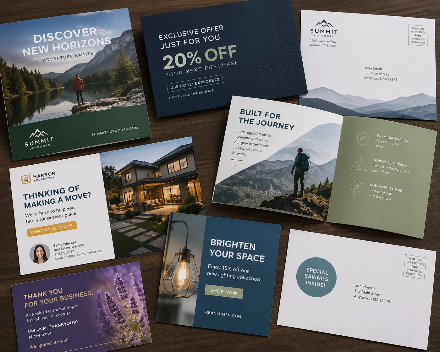 Printed direct-mail pieces and mailers ready to send