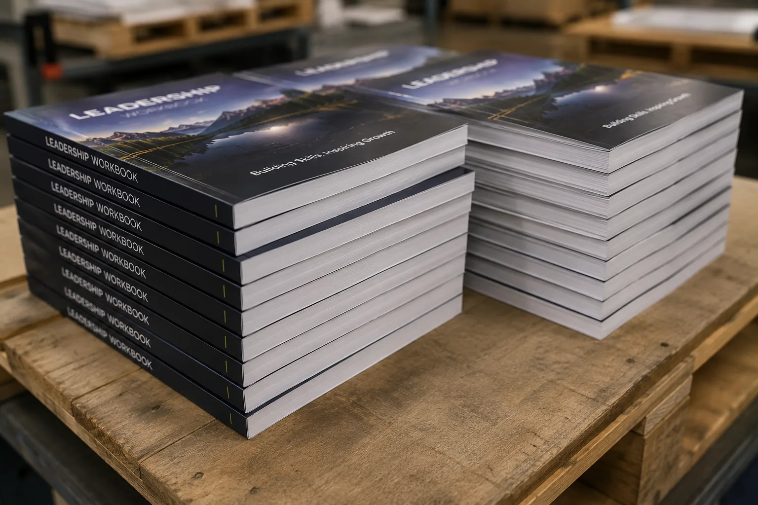 Finished printed books stacked and ready for storage at an Argo facility