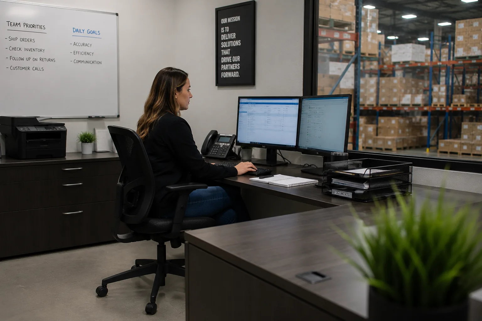 Argo operations desk beneath a wall reading "Our mission is to deliver solutions that drive our partners forward"