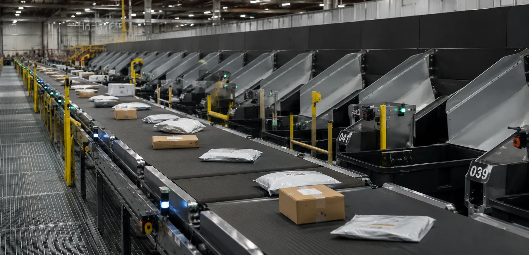 Parcels moving through an Argo sortation line