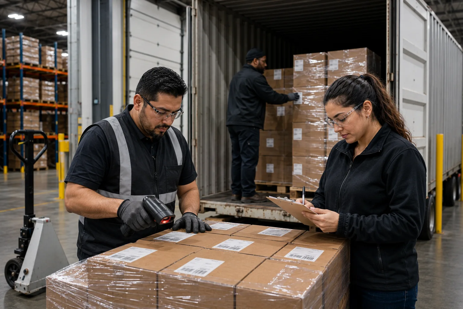An Argo team member scanning inbound cartons at the receiving dock