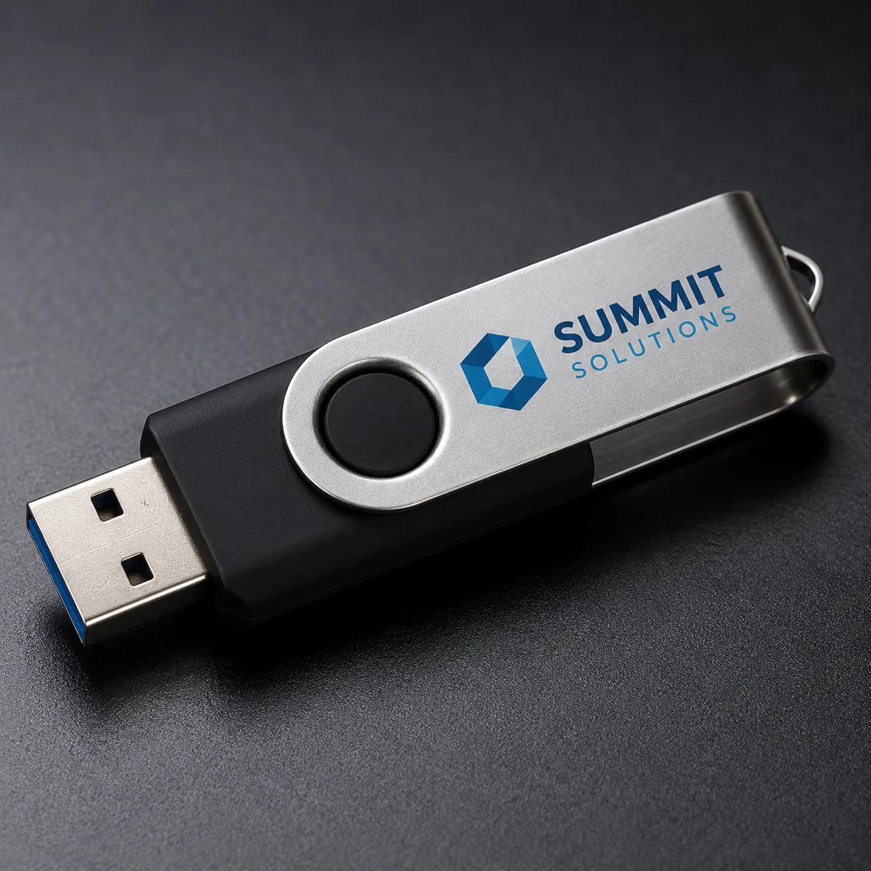 Custom logo-imprinted swivel USB flash drive