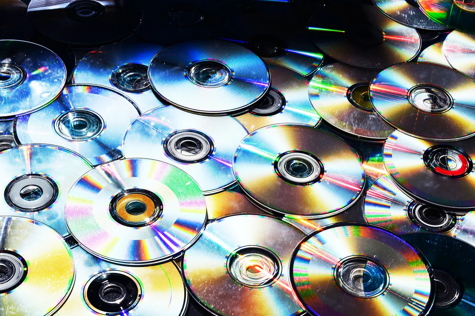 Compact disc catching the light, ready for duplication